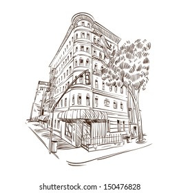 Hand Drawn Building, Vector Illustration