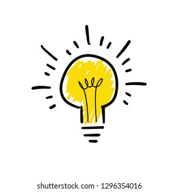 Hand Drawn bulb doodle, idea icon
