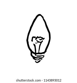Hand Drawn bulb doodle. Sketch style icon. Decoration element. Isolated on white background. Cartoon design. Vector illustration.