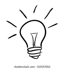 Hand drawn bulb isolated on white background, vector illustration