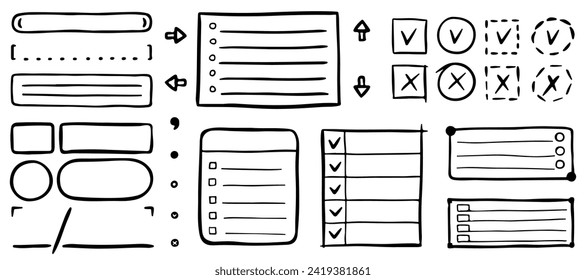 Hand drawn bullet journal elements for planner, diary, notebook