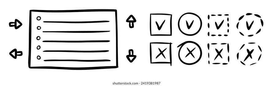 Hand drawn bullet journal elements for planner, diary, notebook