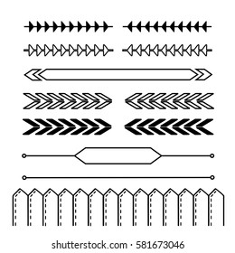 Hand drawn bullet journal elements. Ribbon or banner set.  Line style decoration. Decorative elements for notes and copybook. Vector ornate elements design. Line art  collection.