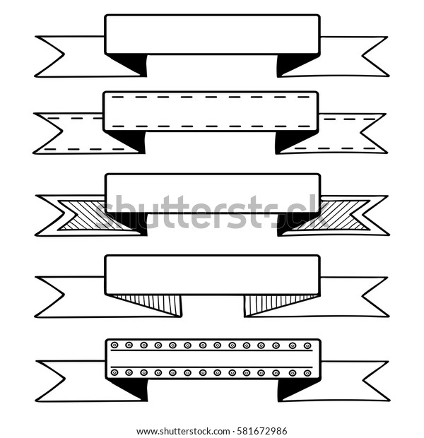 Hand Drawn Bullet Journal Elements Ribbon Stock Vector (Royalty Free ...