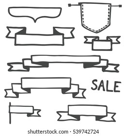Hand drawn bullet journal headers or banner vector illustration set