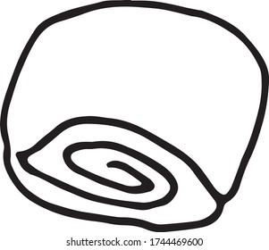 Hand drawn bun, dessert vector doodle illustration. Black outlines Isolated on white background. Cute decorative element for cafe or restaurant menu design, food infographic and printed materials.
