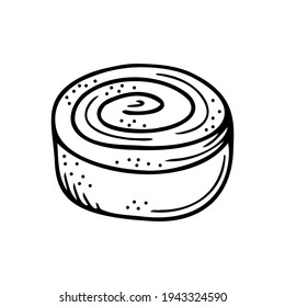 Hand drawn bun, pastry isolated on a white background. Doodle, simple outline illustration. It can be used for decoration of textile, paper.