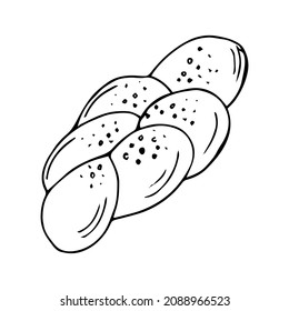Hand drawn bun, pastry isolated on a white background. Doodle, simple outline illustration. It can be used for decoration of textile, paper.