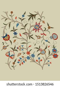 Hand drawn bunch, flower and leaves