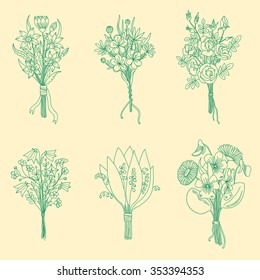 Handgezeichnete Blumensammlung. 