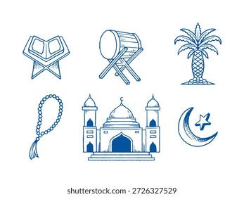 Icono de Ramadán de Paquete dibujado a mano, ilustraciones de elementos islámicos