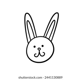 Hand drawn bunny. Children toy rabbit in doodle style. Children doodle drawing. Baby hare toy. Vector illustration isolated on white background.