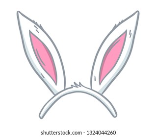 Hand drawn bunny ears vector illustration. Easter holiday design element isolated over white.