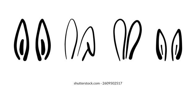 Hand drawn bunny ears. Vector illustration.