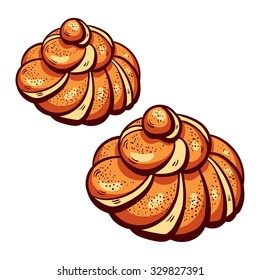 Hand drawn buns on the white background. Vector illustration.