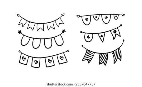 hand drawn bunting outline illustration