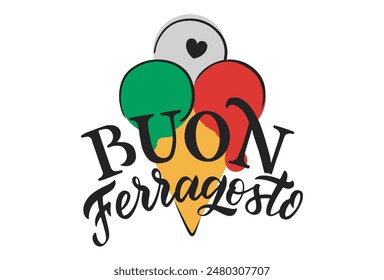 Hand drawn Buon ferragosto with lettering 