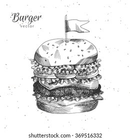 Hand drawn burger