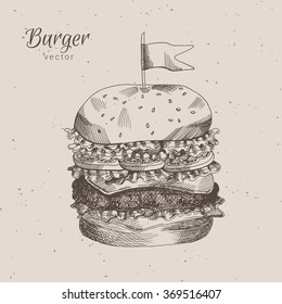 Hand drawn burger