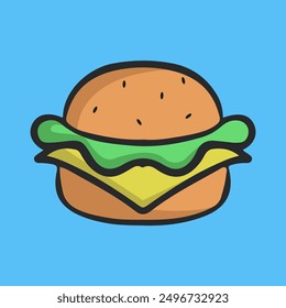 Hand drawn burger cartoon vector