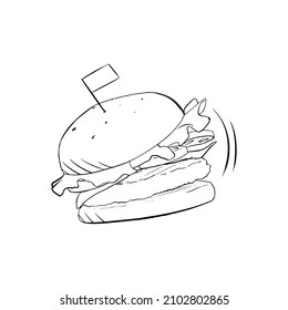 hand drawn burger doodle vector