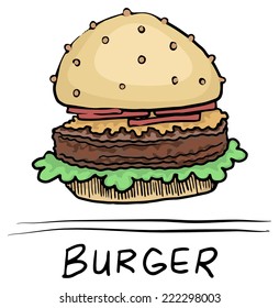 hand drawn Burger, icon, symbol, vector illustration