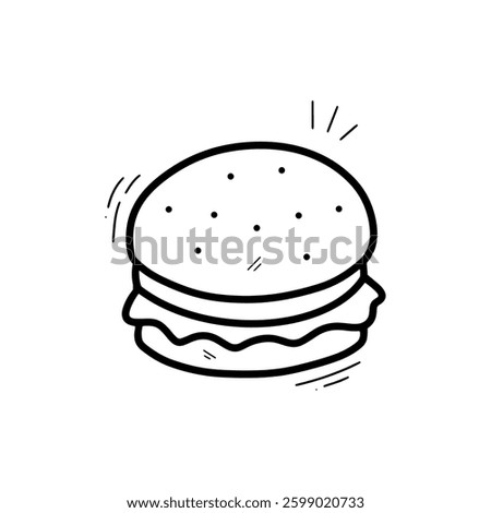 Hand Drawn Burger Illustration. Doodle Vector. Isolated on White Background - EPS 10 Vector