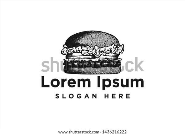 Hand Drawn Burger Logo Inspiration Isolated Stock Vector (Royalty Free ...