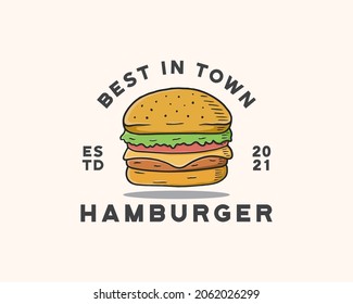 handgezeichnetes Hamburger-Logo-Template