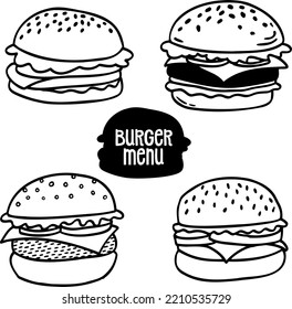 Hand drawn burger vector doodle. Hamburger sketch illustration for print, web and infographics.