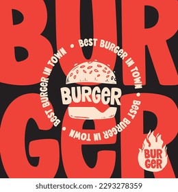 Hand drawn burger vector doodle. Hamburger sketch illustration for print, web and infographics.