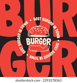 Hand drawn burger vector doodle. Hamburger sketch illustration for print, web and infographics.
