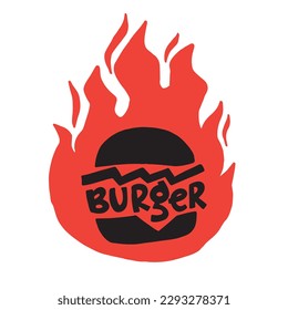 Hand drawn burger vector doodle. Hamburger sketch illustration for print, web and infographics.