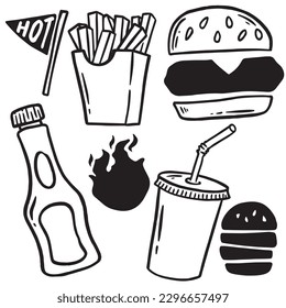 Hand drawn burger vector doodle. Hamburger sketch illustration for print, web and infographics.