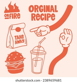 Hand drawn burger vector doodle. Hamburger sketch illustration for print, web and infographics.