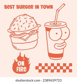 Hand drawn burger vector doodle. Hamburger sketch illustration for print, web and infographics.