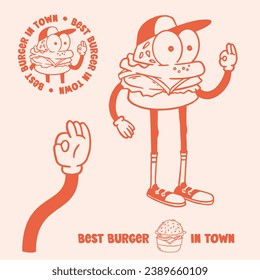 Doodle vector de hamburguesa dibujado a mano. Ilustración de sketch de Hamburger para impresión, web e infografía.