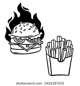 Hand drawn burger vector doodle. Hamburger sketch illustration for print, web and infographics.