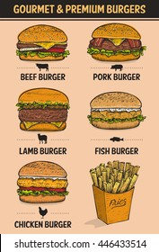 Hand drawn burgers