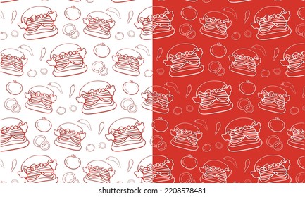 Papel de envoltura de patrones sin soldadura para hamburguesas dibujadas a mano 