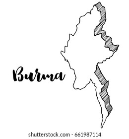 Hand drawn of Burma map, vector illustration