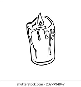 Lluvia a mano quemando velas al estilo de doodle aisladas en fondo blanco. Concepto de celebración de vacaciones. Ilustración del vector