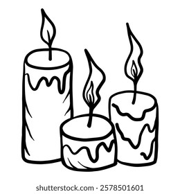 Hand drawn burning candle doodle