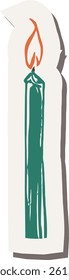 hand Drawn Burning Candle with Dripping Wax Illustration Sticker