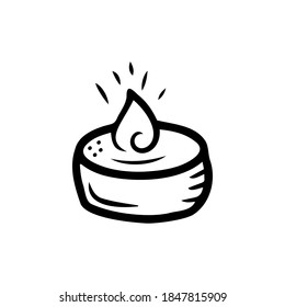 Hand drawn burning candle isolated on a white background. Holiday elements. Doodle, simple outline illustration. It can be used for decoration of textile, paper.