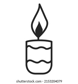 Hand Drawn burning candle .Linear icon.Sketch on white background isolated.Outline vector illustration.