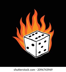 hand drawn burning dice, free vector illustration