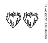 Hand drawn burning hearts,vector illustration eps10