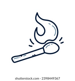 Hand drawn burning match doodle line illustration. burning match doodle icon vector.