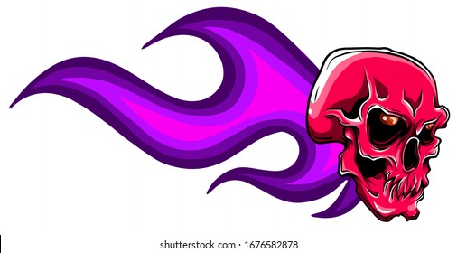 Hand drawn burning skull. Vector illustration design